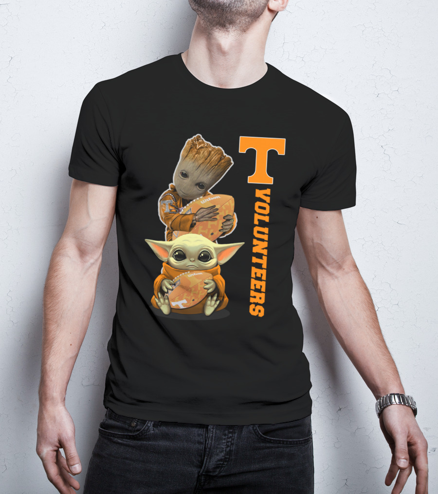 Volunteers 41 Tv Groot Baby Yoda Football T-Shirt