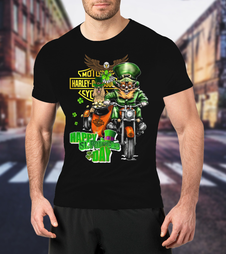 Motor Harley Davidson Cycles Happy St. Patrick's Day Cocker Spaniel T-Shirt