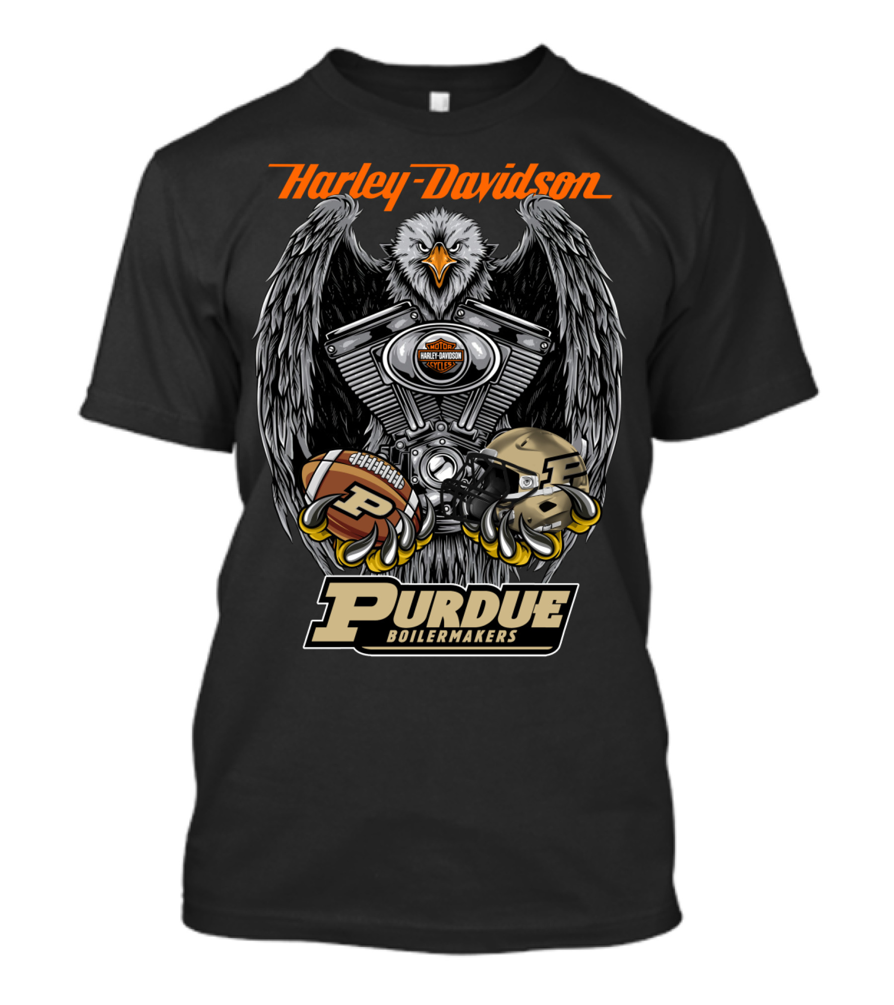 Harley Davidson Purdue Boilermakers Eagle With Football And Helmet T-Shirt
