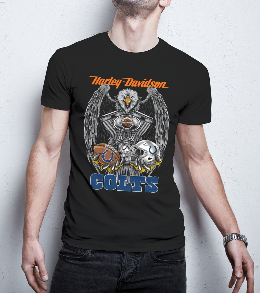 Harley Davidson Colts Football Eagle Engine Helmet T-Shirt
