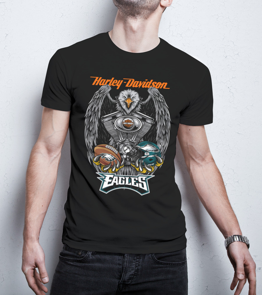 Harley Davidson Eagles Football Helmet Engine Eagle T-Shirt