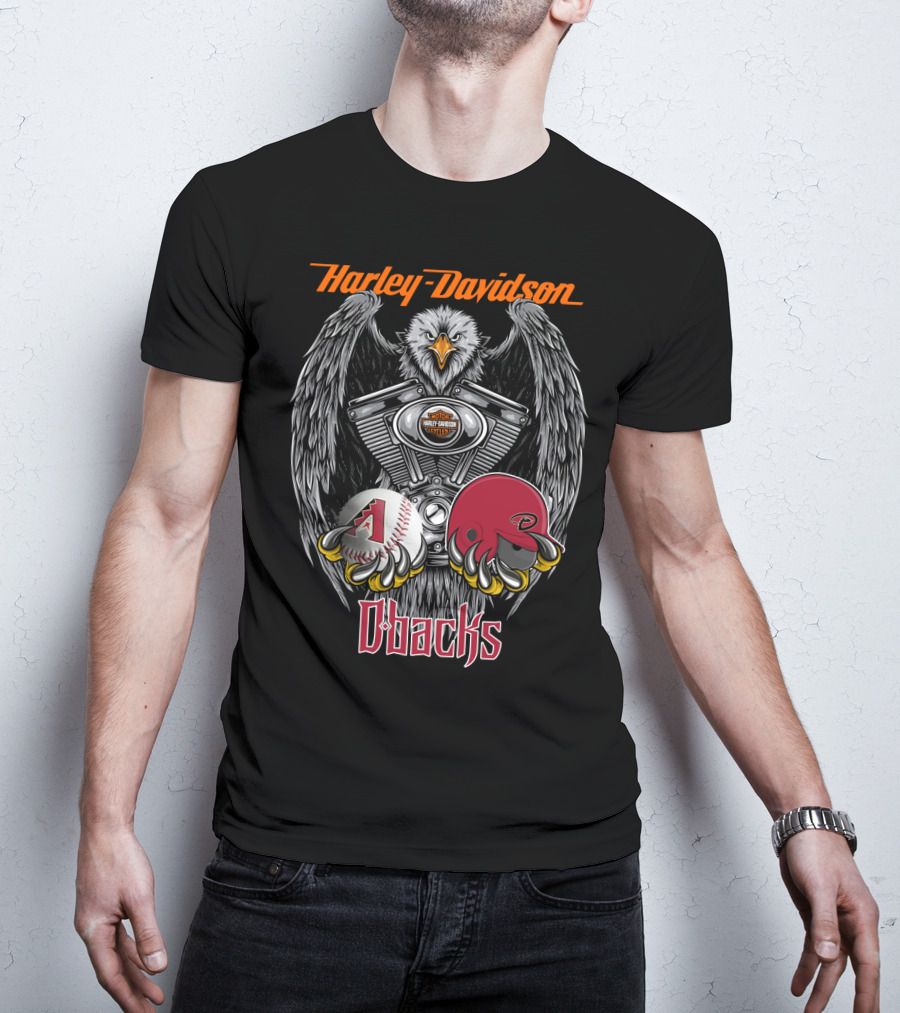 Harley Davidson D-Backs Eagle Engine Baseball Helmet Mlb T-Shirt