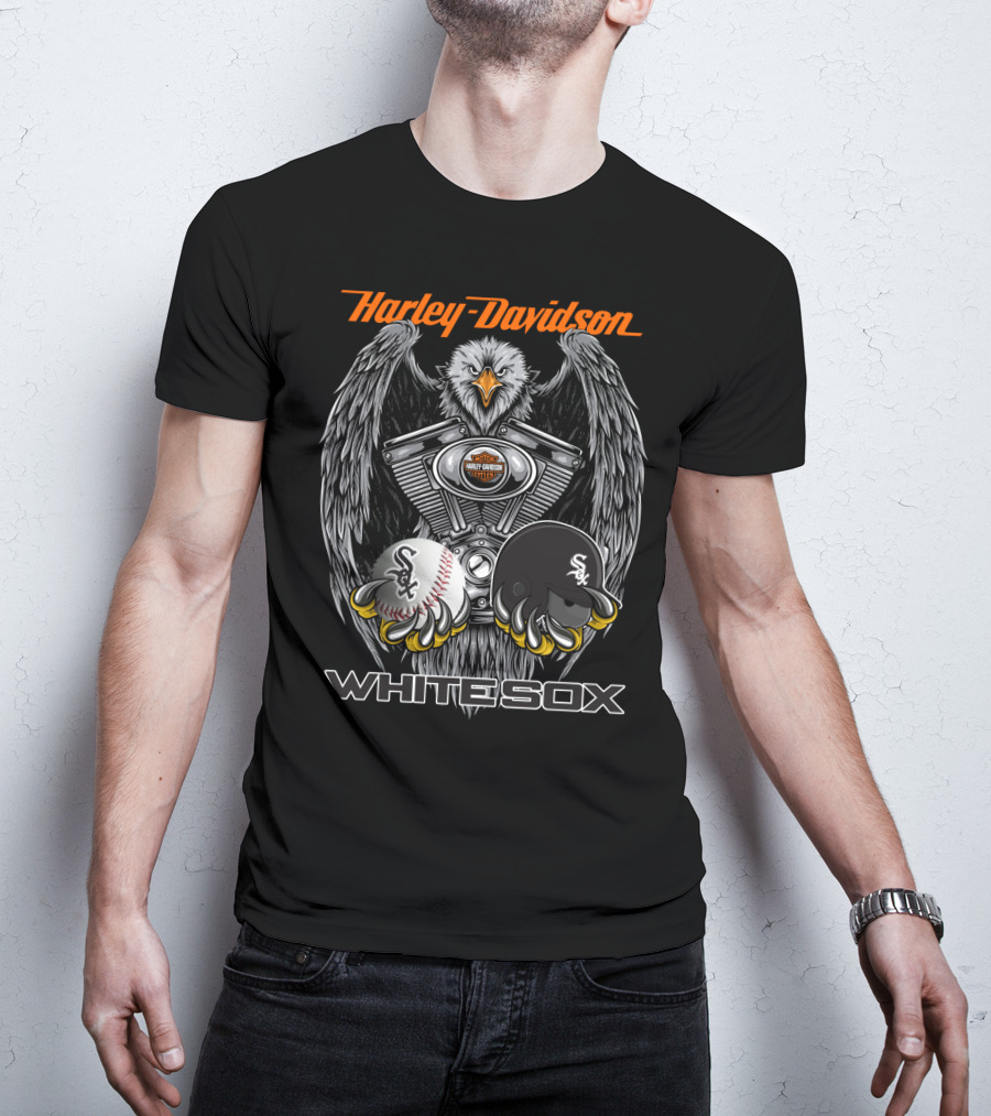 Harley Davidson White Sox Mlb Eagle Engine Baseball Helmet T-Shirt