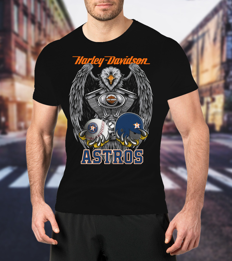 Harley Davidson Houston Astros Engine Eagle Baseball Helmet T-Shirt