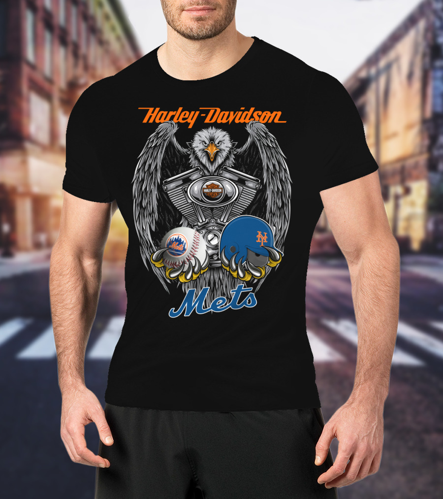 Harley Davidson Mets Eagle Engine Mlb Nym T-Shirt