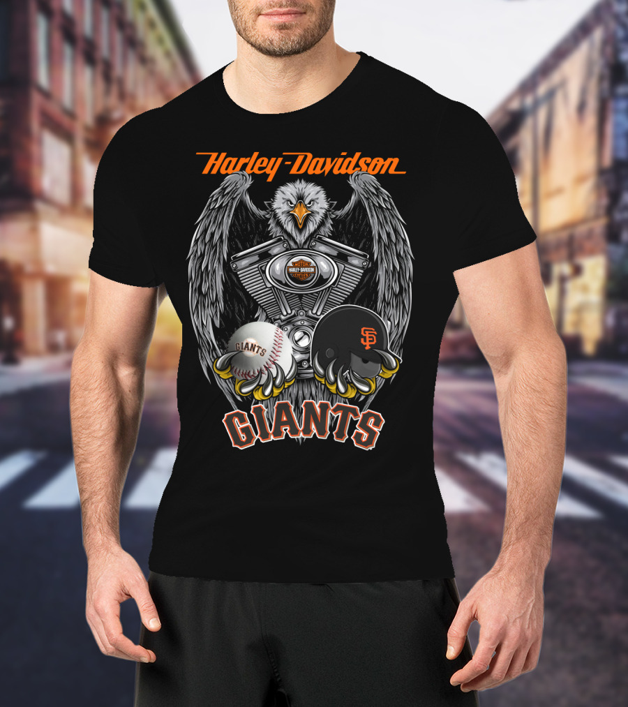 Harley Davidson Giants Mlb Sfg Baseball Eagle Engine Art T-Shirt