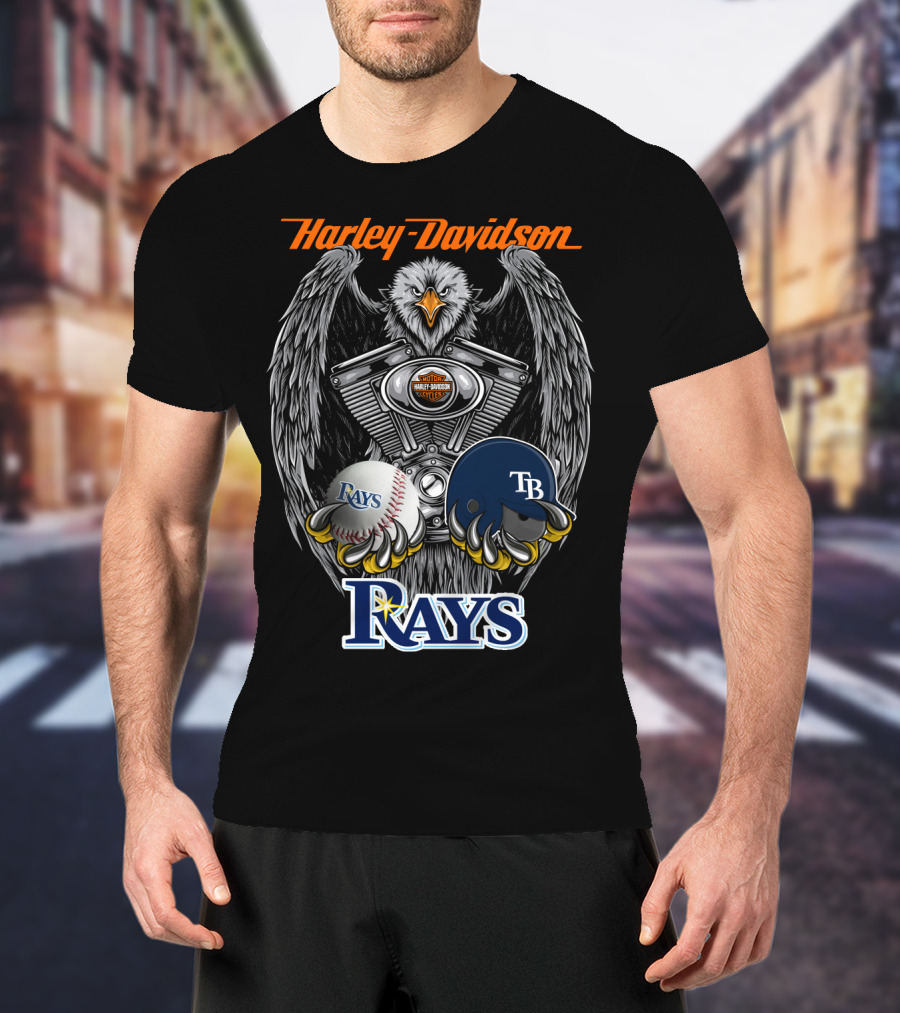Harley Davidson Eagle Tampa Bay Rays Mlb Collaboration T-Shirt