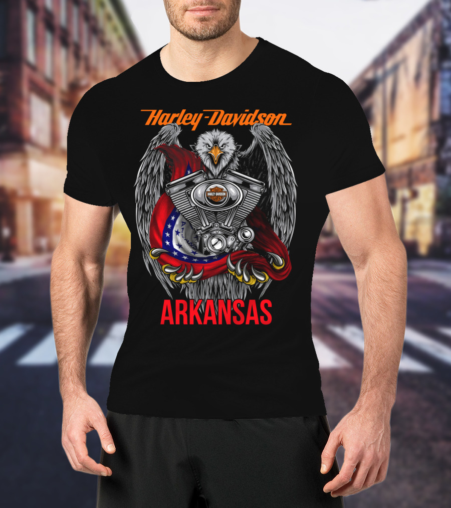 Harley Davidson Arkansas Eagle Engine T-Shirt