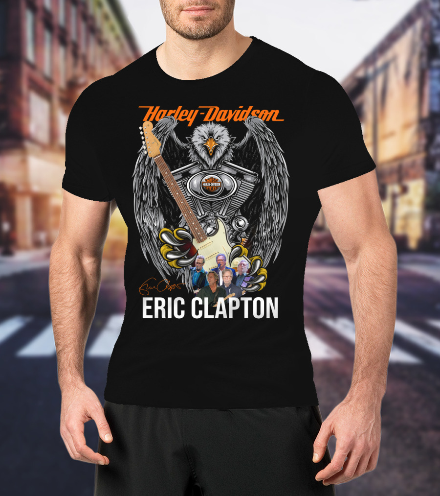 Harley Davidson Eagle With Guitar Eric Clapton T-Shirt
