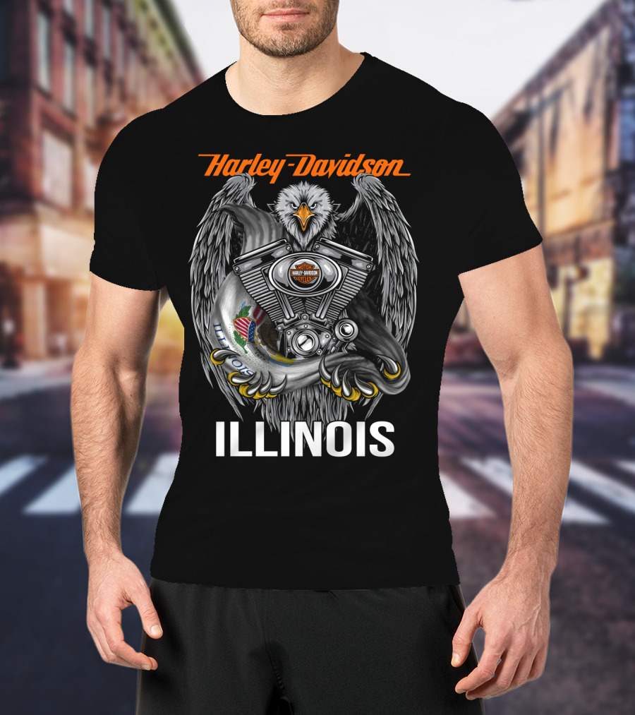 Harley Davidson Eagle Engine Illinois T-Shirt