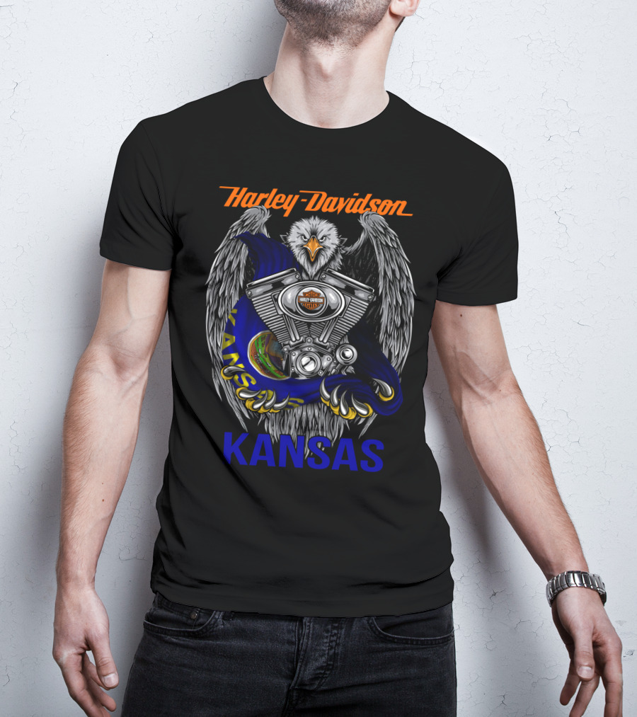Harley Davidson Eagle Engine Kansas T-Shirt