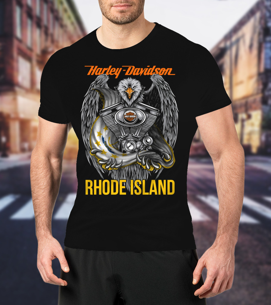 Harley Davidson Eagle Engine Rhode Island T-Shirt