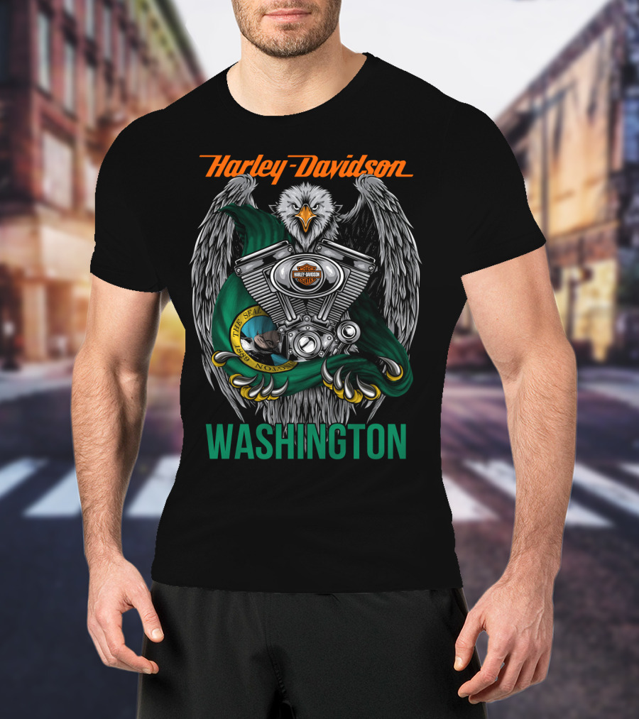 Harley Davidson Seattle Eagle Engine Washington T-Shirt
