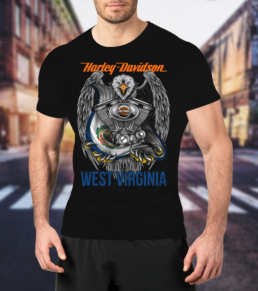 Harley Davidson West Virginia Eagle And Engine T-Shirt