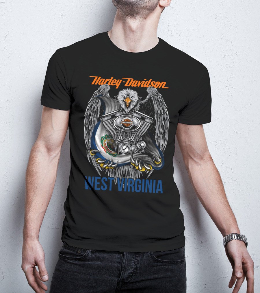Harley Davidson West Virginia Eagle And Engine T-Shirt