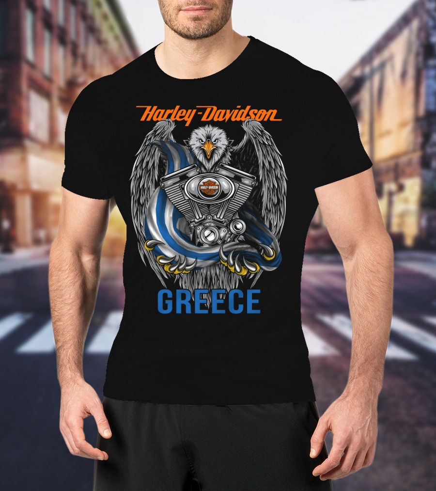 Harley Davidson Greece Eagle Engine T-Shirt