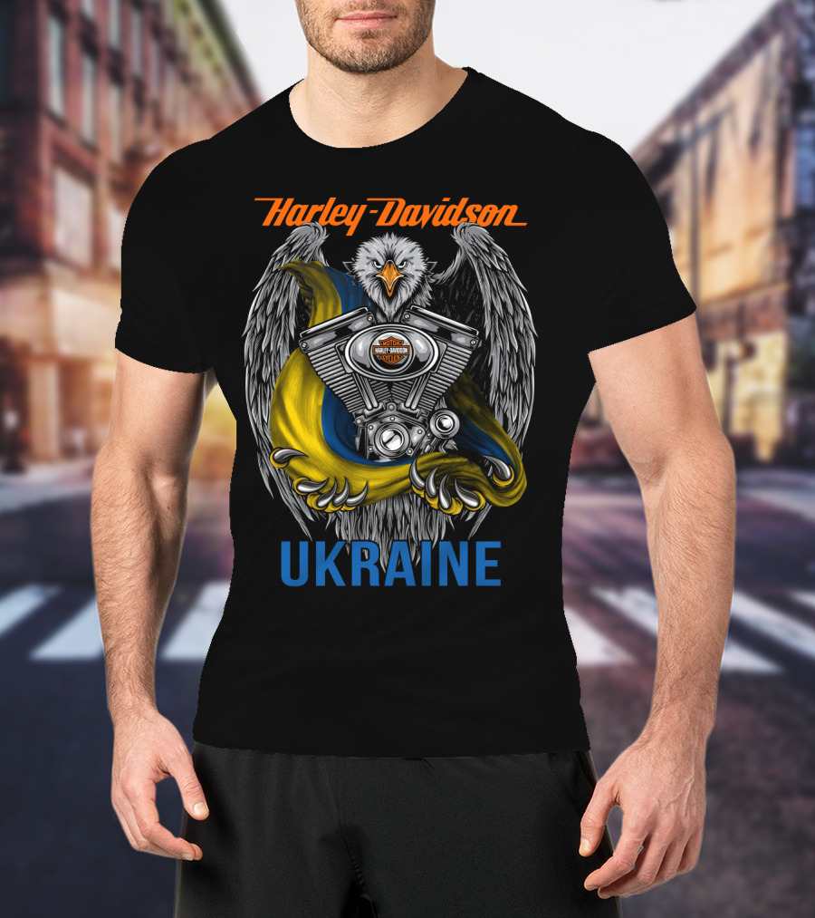 Harley Davidson Ukraine Eagle And Engine T-Shirt