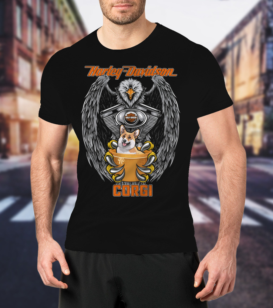 Harley Davidson Eagle Engine Corgi T-Shirt