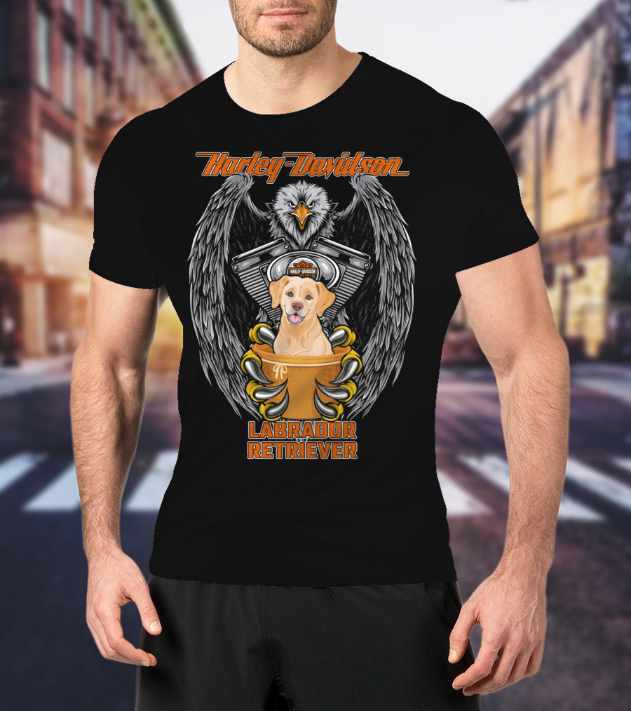 Harley Davidson Labrador Retriever Eagle Motif T-Shirt