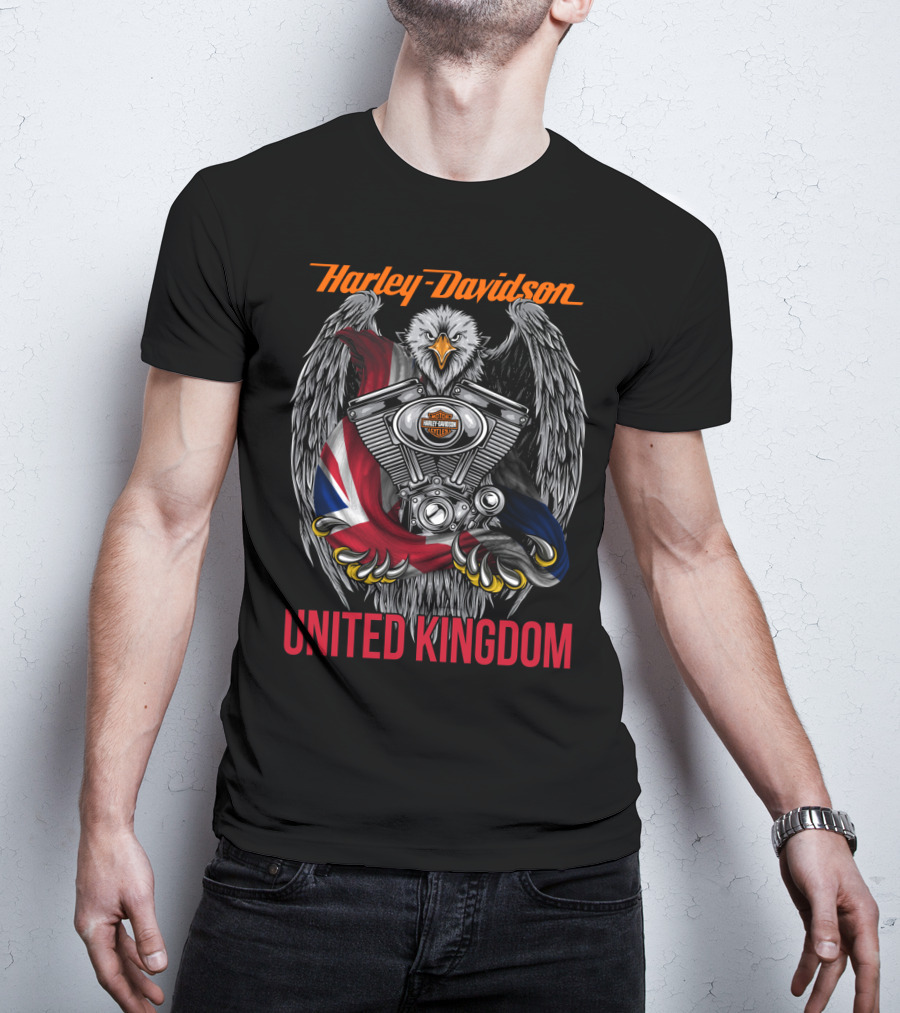 Harley Davidson United Kingdom Eagle Engine Flag T-Shirt