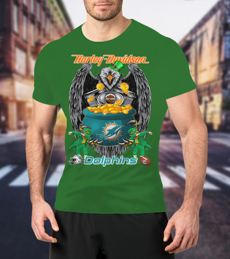 Harley Davidson Miami Dolphins Nfl Eagle Gold Coins T-Shirt