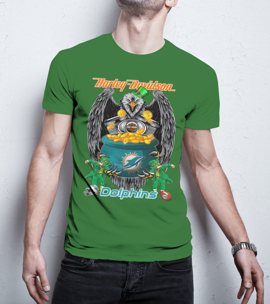 Harley Davidson Miami Dolphins Nfl Eagle Gold Coins T-Shirt