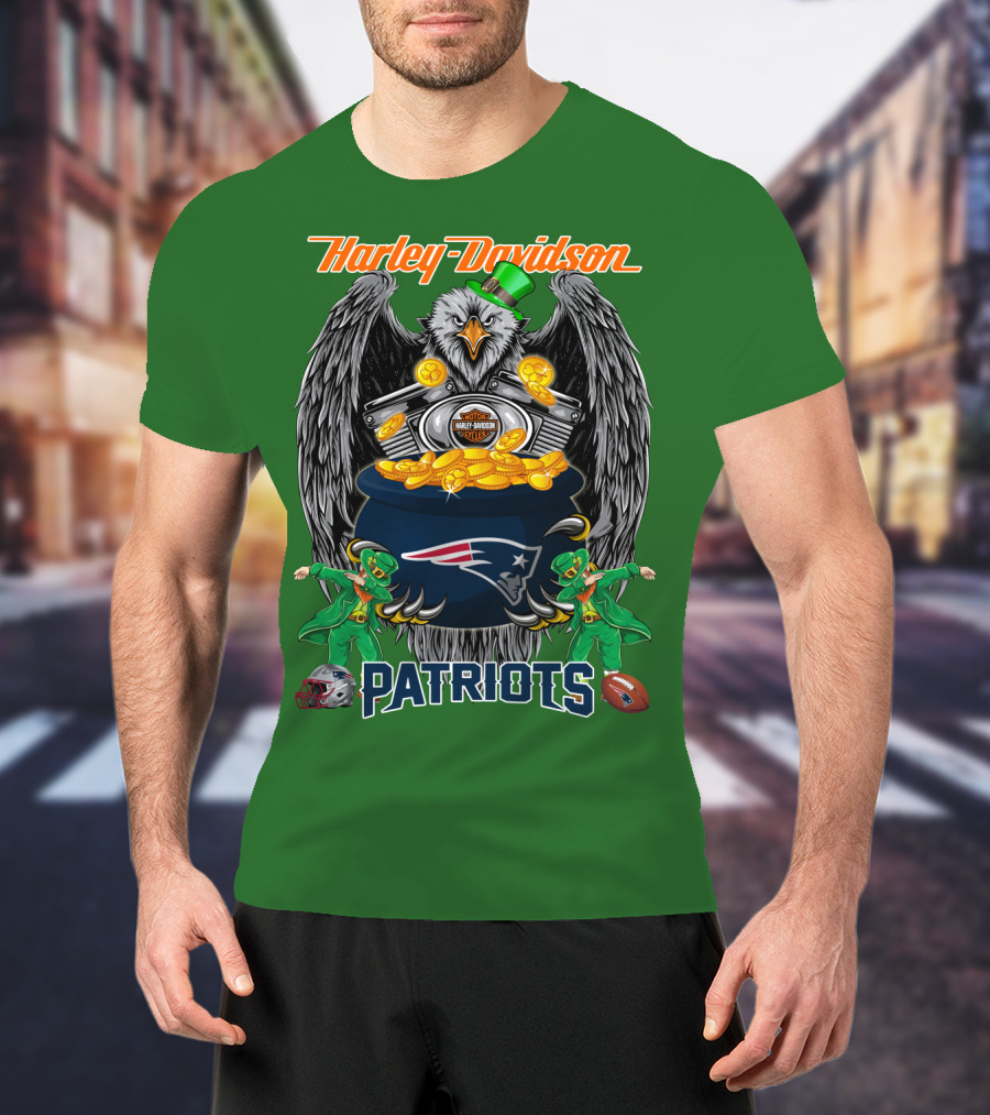 Harley Davidson Nfl New England Patriots 46 St. Patrick's Day T-Shirt