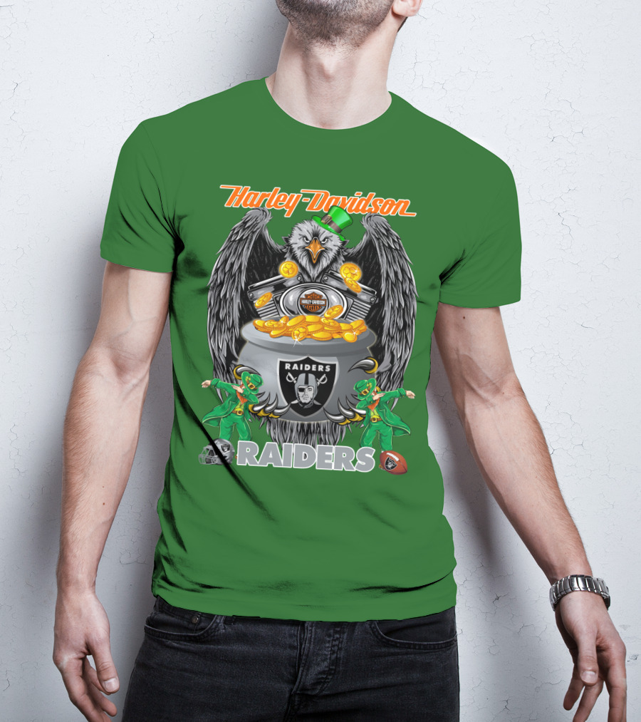 Harley Davidson Raiders Nfl Oakland Raiders Eagle Pot Of Gold T-Shirt