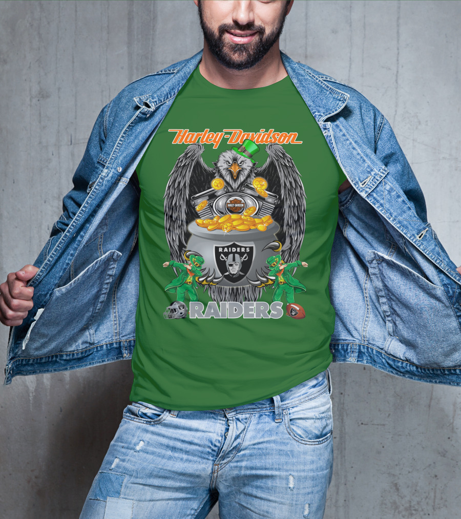Harley Davidson Raiders Nfl Oakland Raiders Eagle Pot Of Gold T-Shirt
