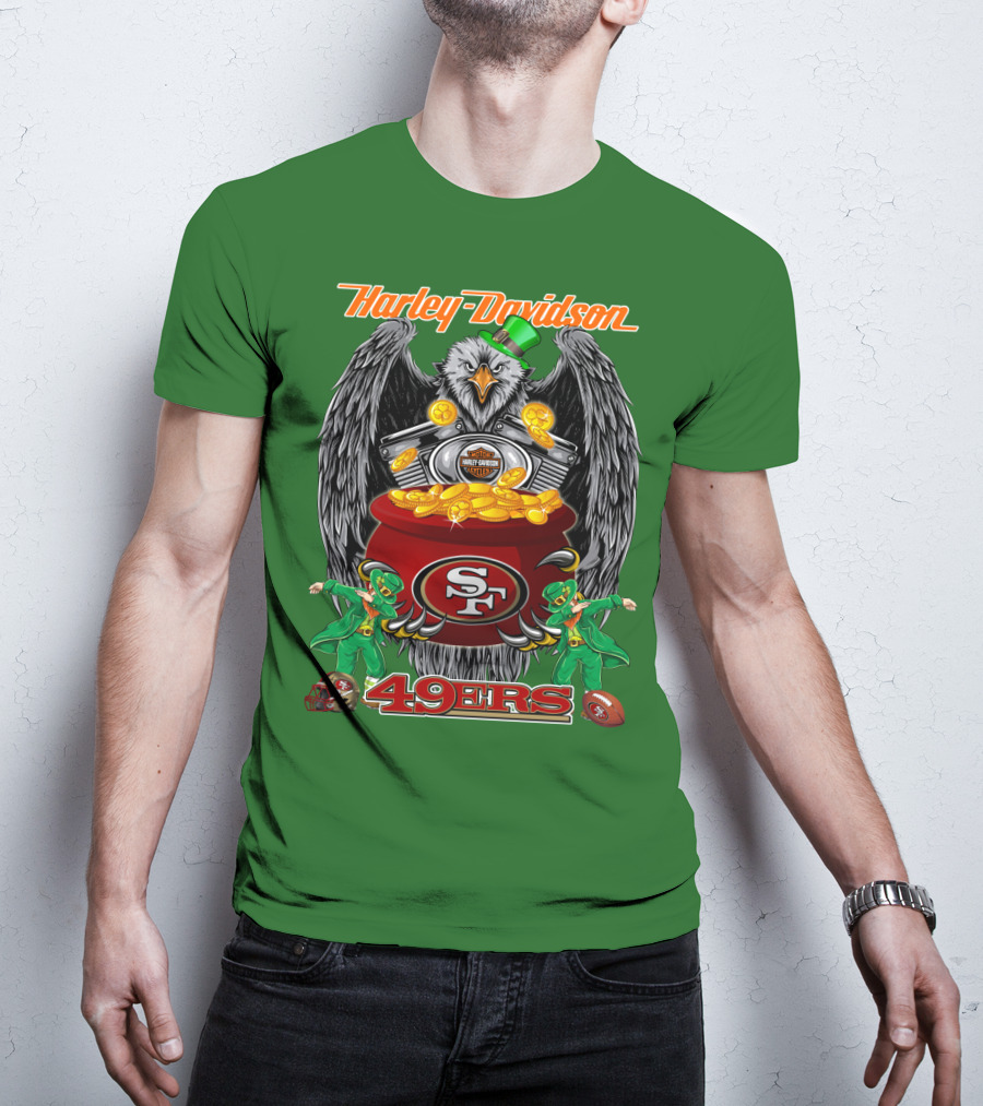 Harley Davidson San Francisco 49ers Nfl 49ers Leprechaun Pot Of Gold T-Shirt