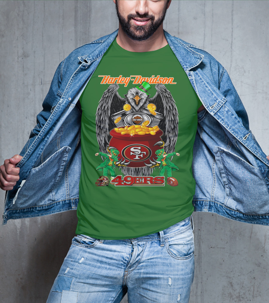 Harley Davidson San Francisco 49ers Nfl 49ers Leprechaun Pot Of Gold T-Shirt