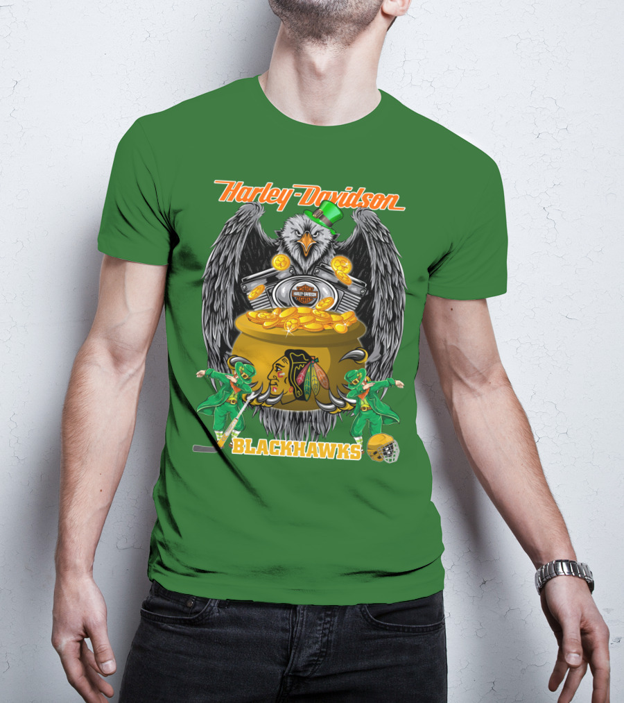 Harley Davidson Nhl Chicago Blackhawks St. Patrick's Day T-Shirt