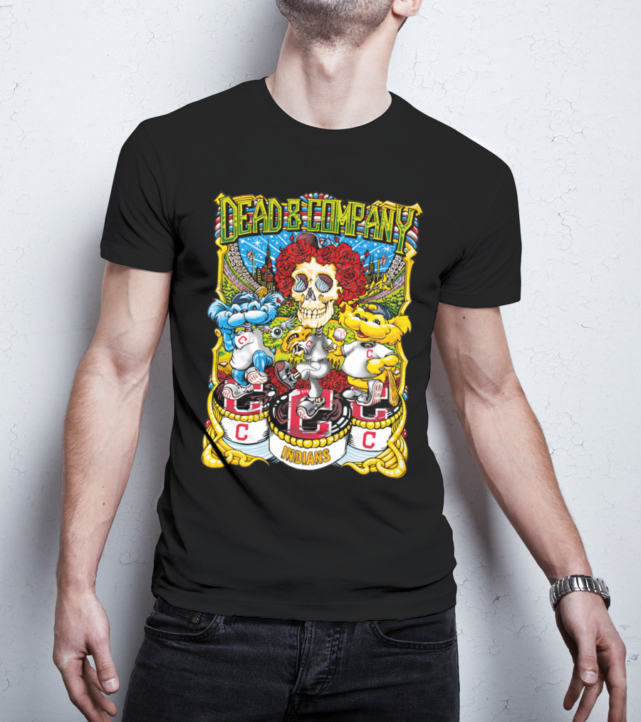 Dead & Company Mlb Cleveland Indians Skulls And Mascots T-Shirt