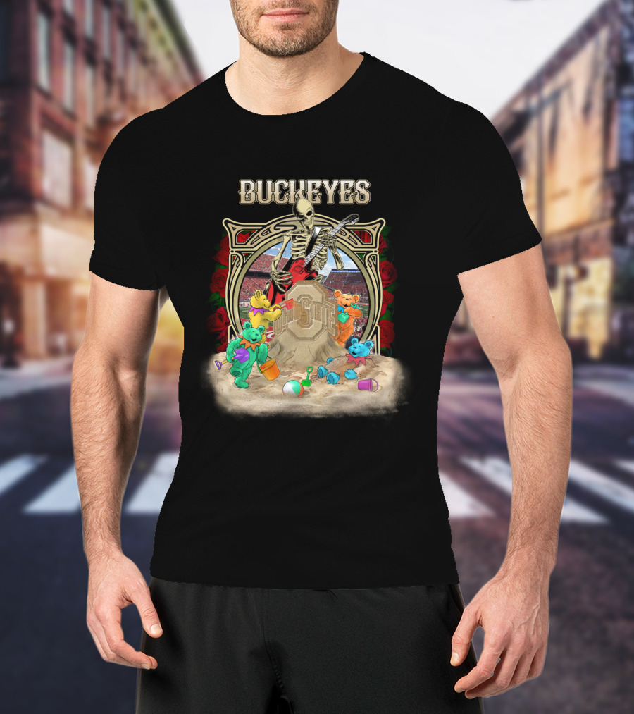 Buckeyes Ncaa Skeleton Bears Roses Stadium T-Shirt