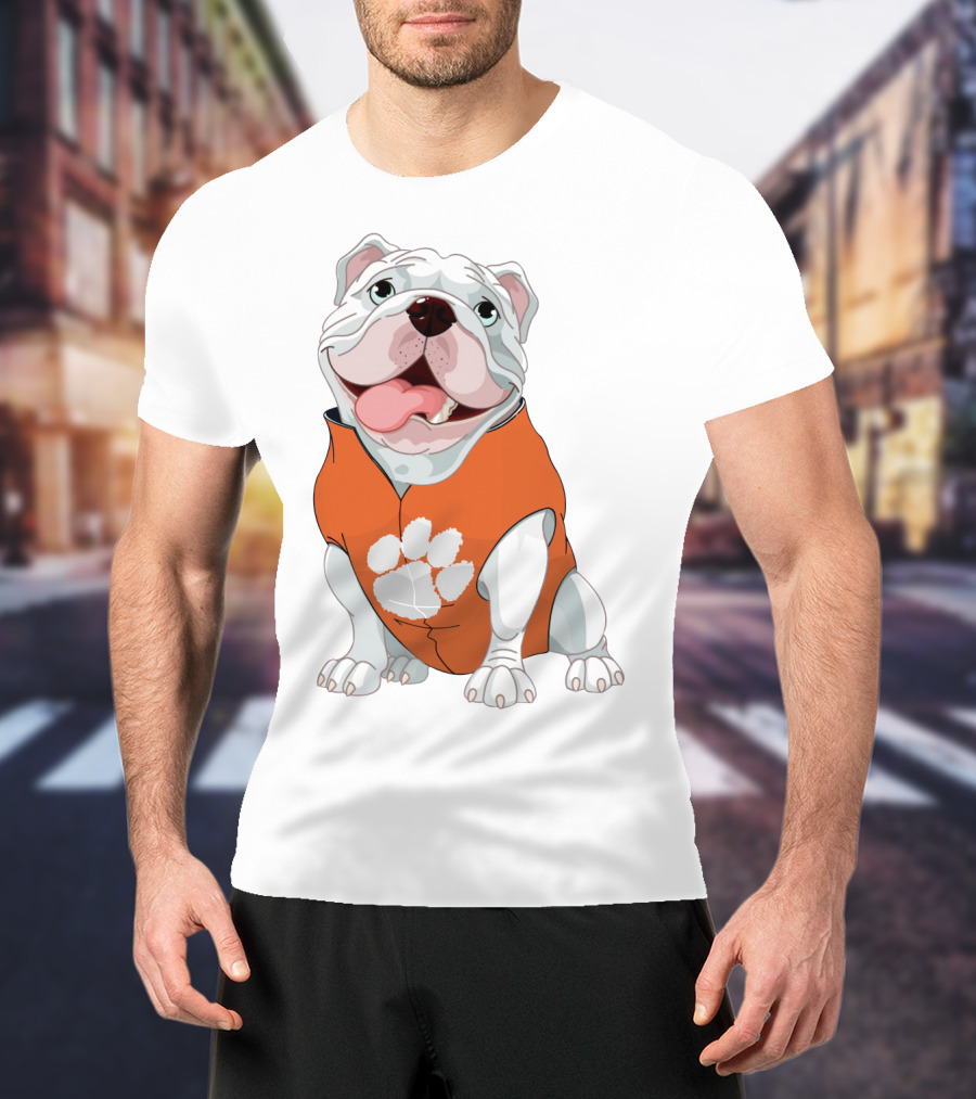 Clemson Tigers Bulldog In Orange Paw T-Shirt