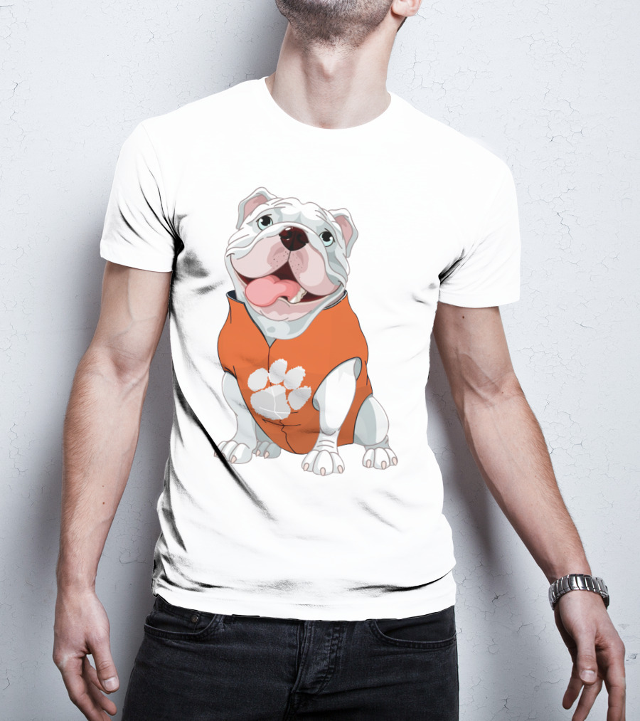 Clemson Tigers Bulldog In Orange Paw T-Shirt