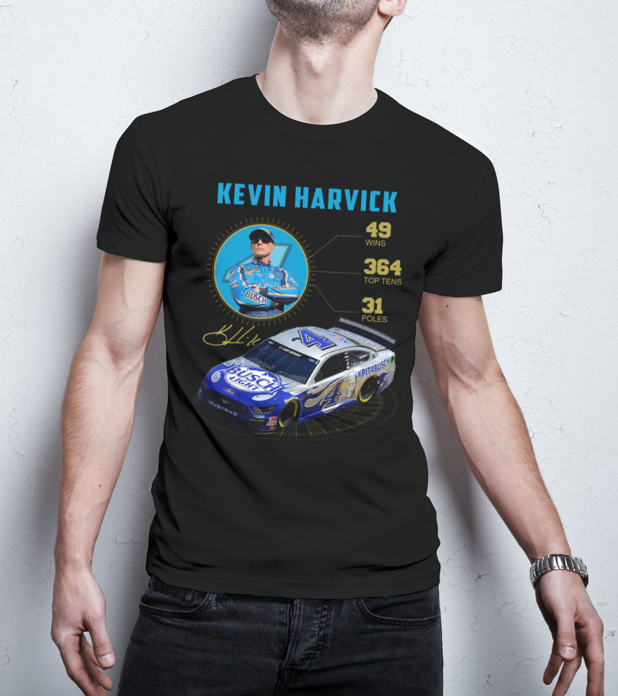 Kevin Harvick Nascar Busch Light 49 Wins 364 Top Tens 31 Poles T-Shirt