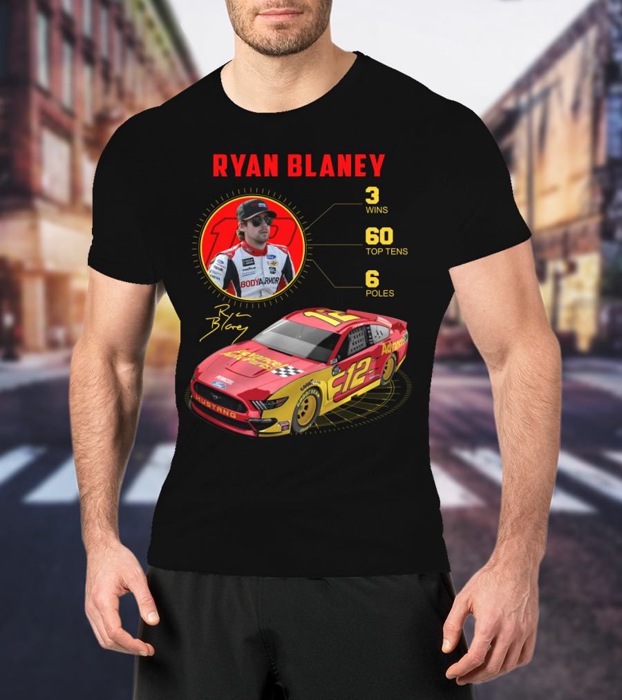 Ryan Blaney 3 Wins 60 Top Tens 6 Poles Mustang T-Shirt