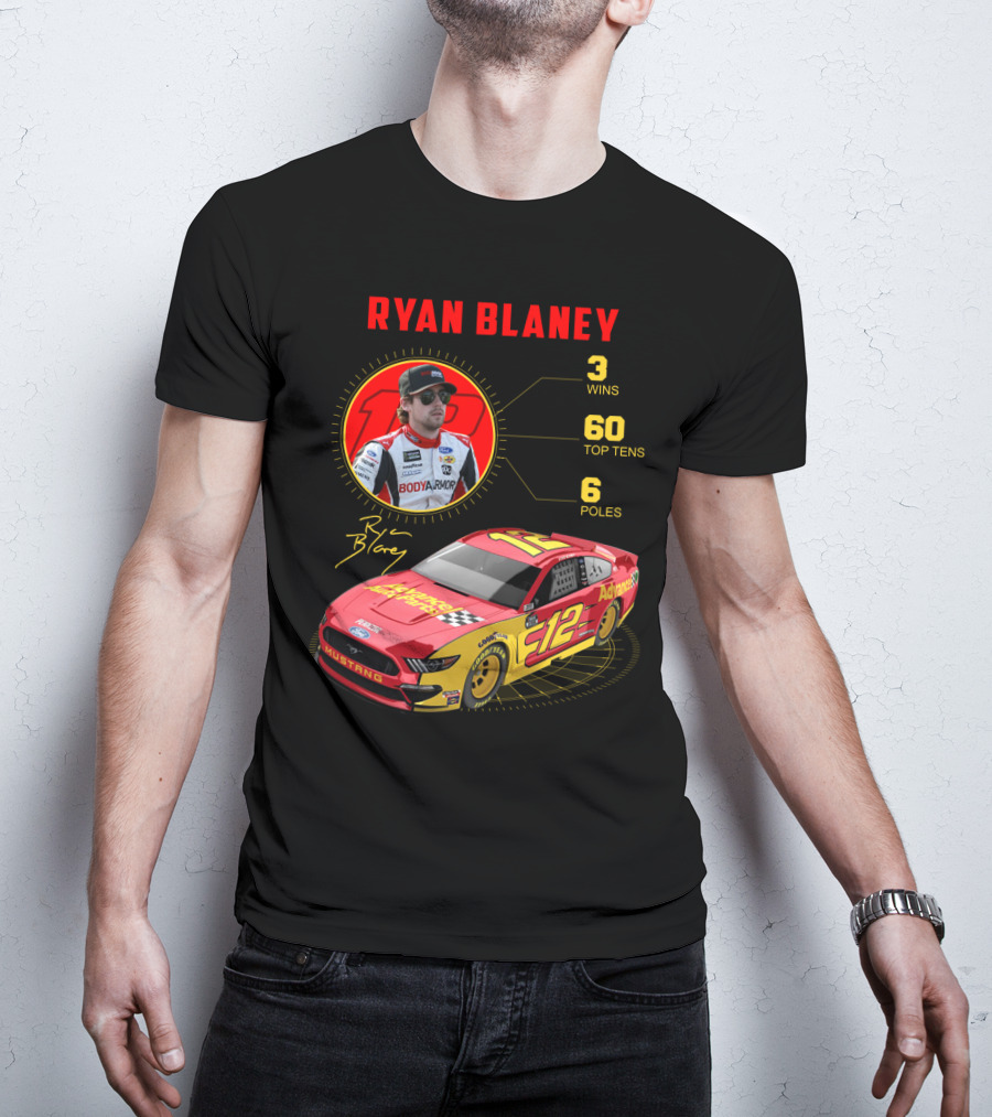 Ryan Blaney 3 Wins 60 Top Tens 6 Poles Mustang T-Shirt