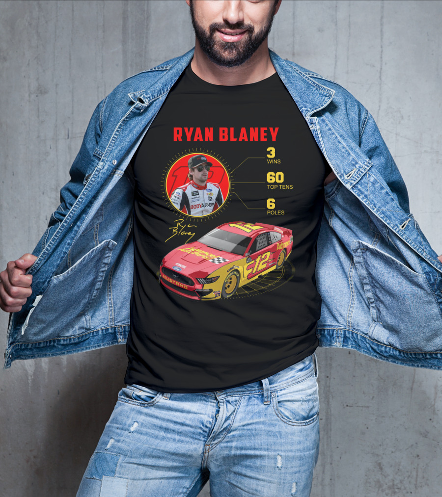 Ryan Blaney 3 Wins 60 Top Tens 6 Poles Mustang T-Shirt