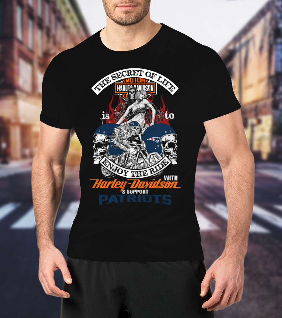 The Secret Of Life Is To Enjoy The Ride With Harley Davidson & Support Patriots T-Shirt