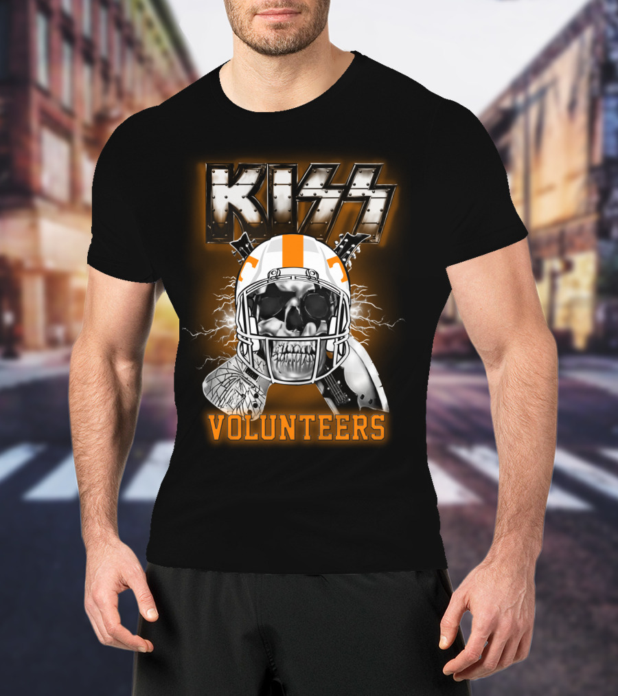 Kiss Volunteers Skull Helmet Ncaa Football Theme T-Shirt
