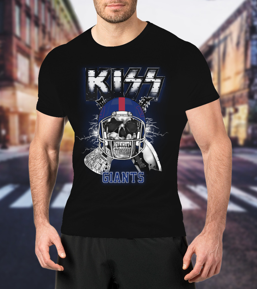 Kiss Giants Skull Helmet Nyg 95 Lightning T-Shirt