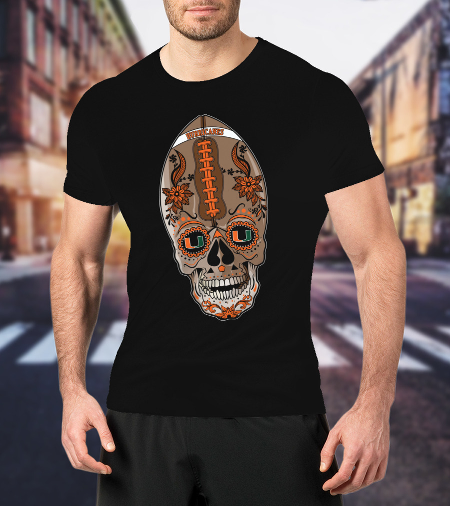 Hurricanes U Sugar Skull Football T-Shirt