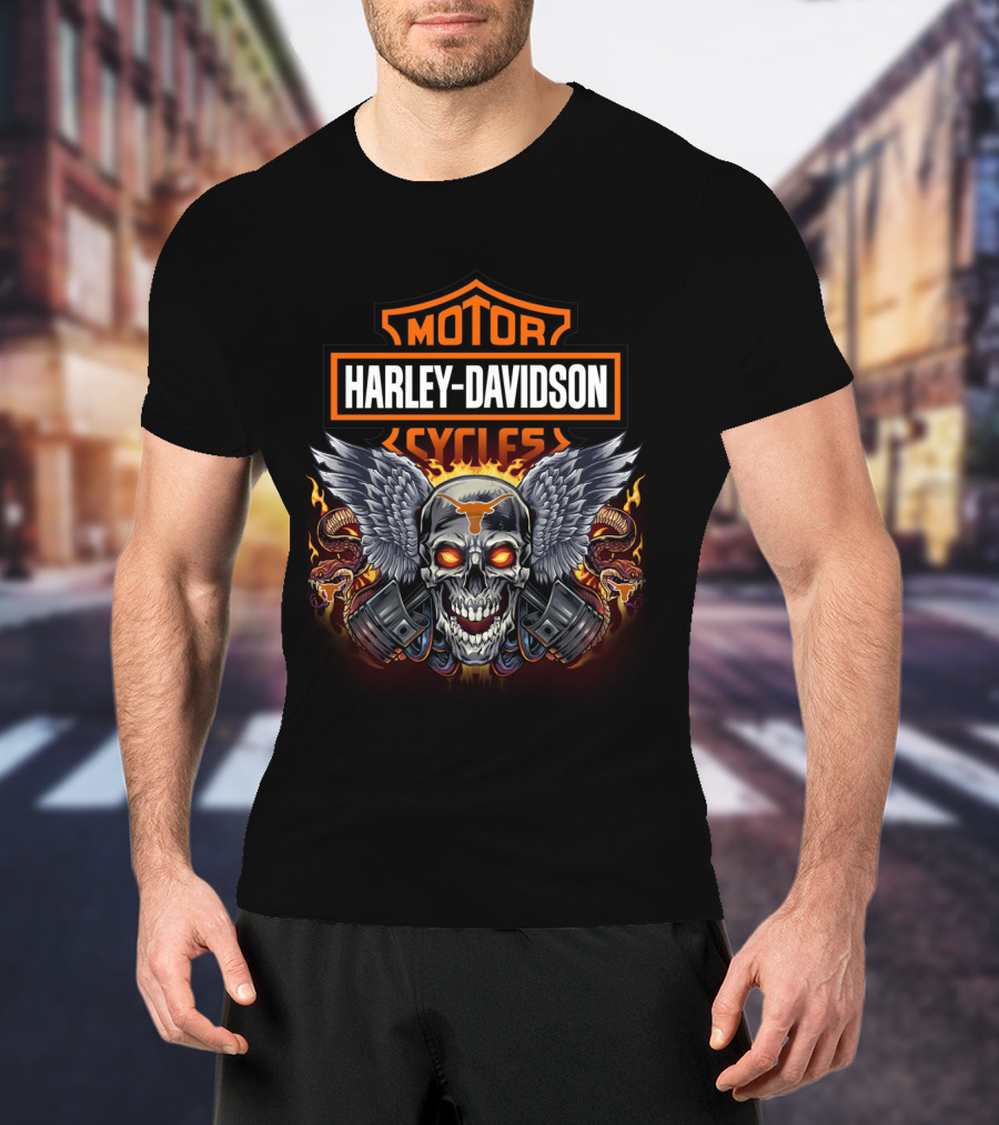 Harley Davidson Motorcycles Skull Wings Flames Snakes T-Shirt