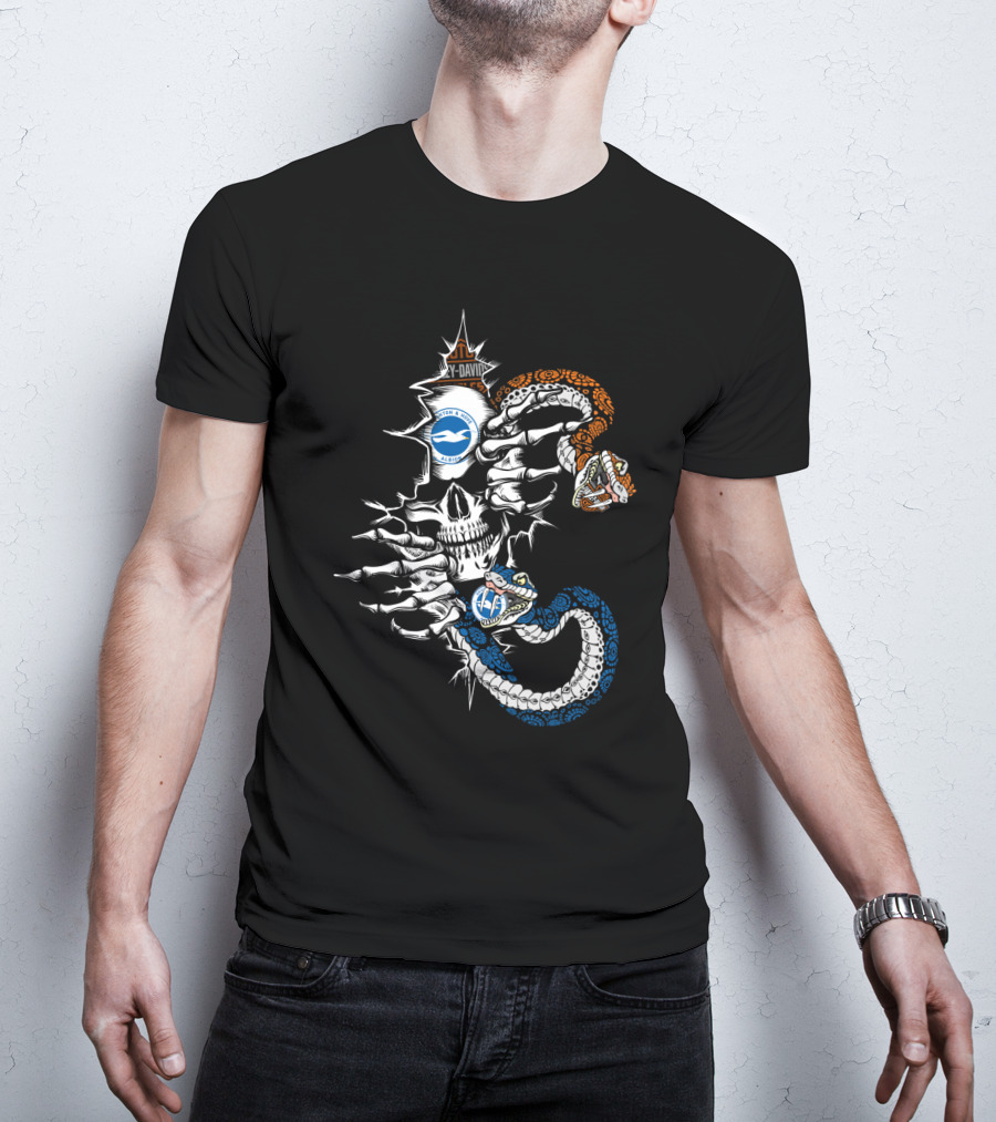 Skull With Snakes And Seagulls T-Shirt