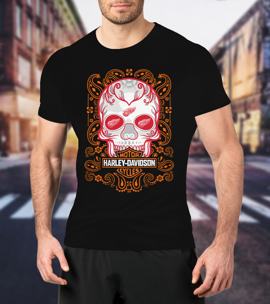 Harley Davidson Motor Cycles Skull Art 102 Nhl Drw T-Shirt