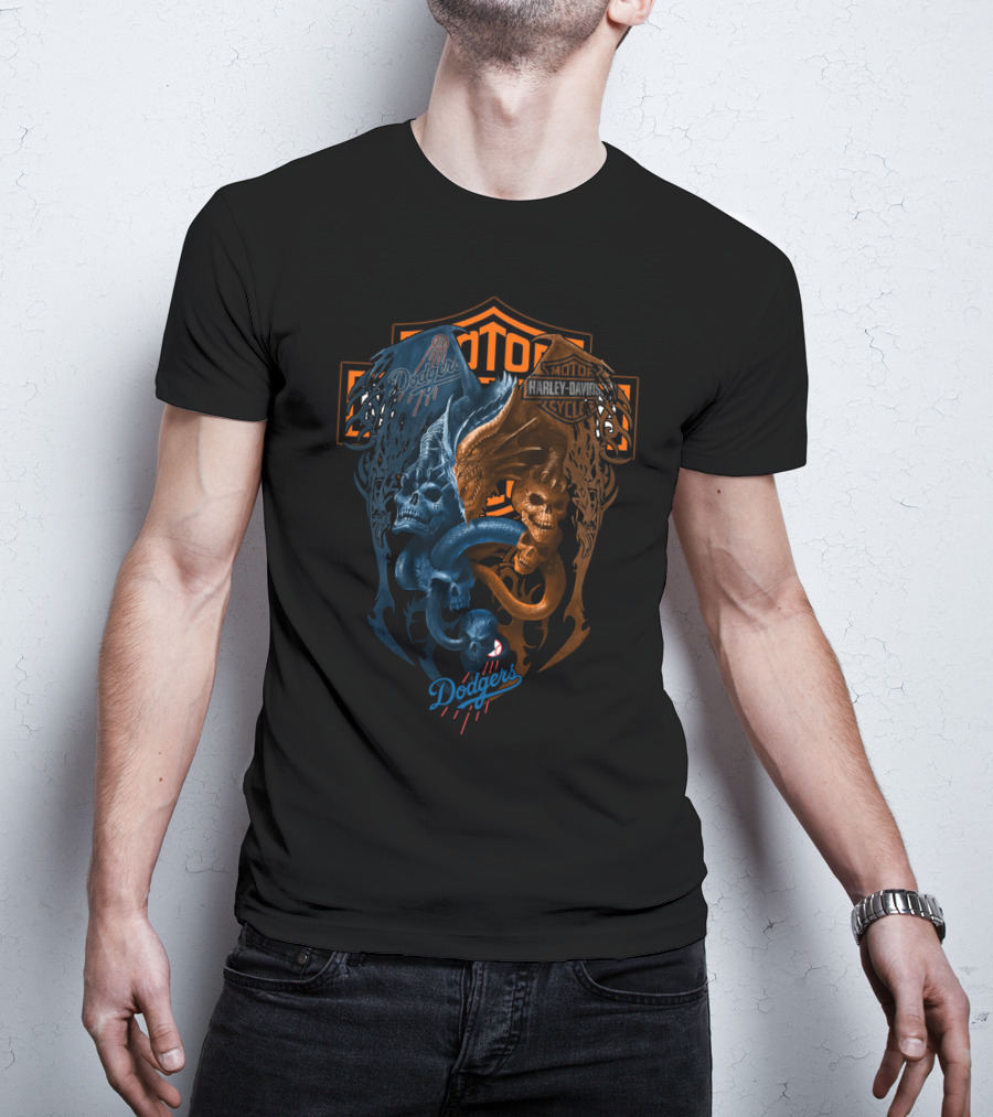 Mlb Lad Dodgers Harley Davidson Motorcycles T-Shirt