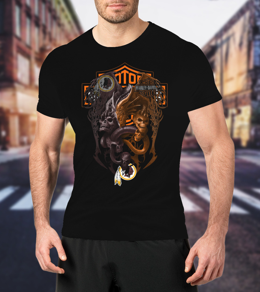 Motor Harley Davidson Cycles Nfl Skull Dragon Football Theme T-Shirt
