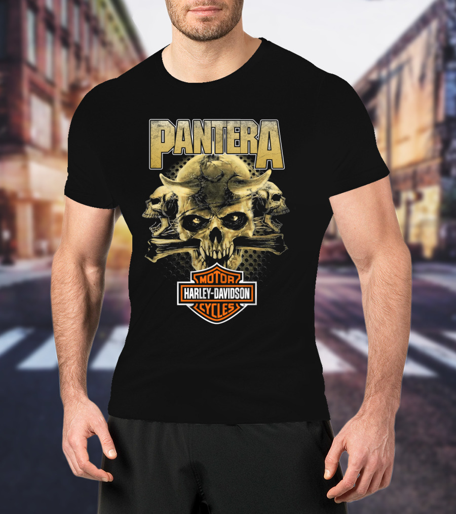 Pantera Harley Davidson Motorcycles Skull T-Shirt
